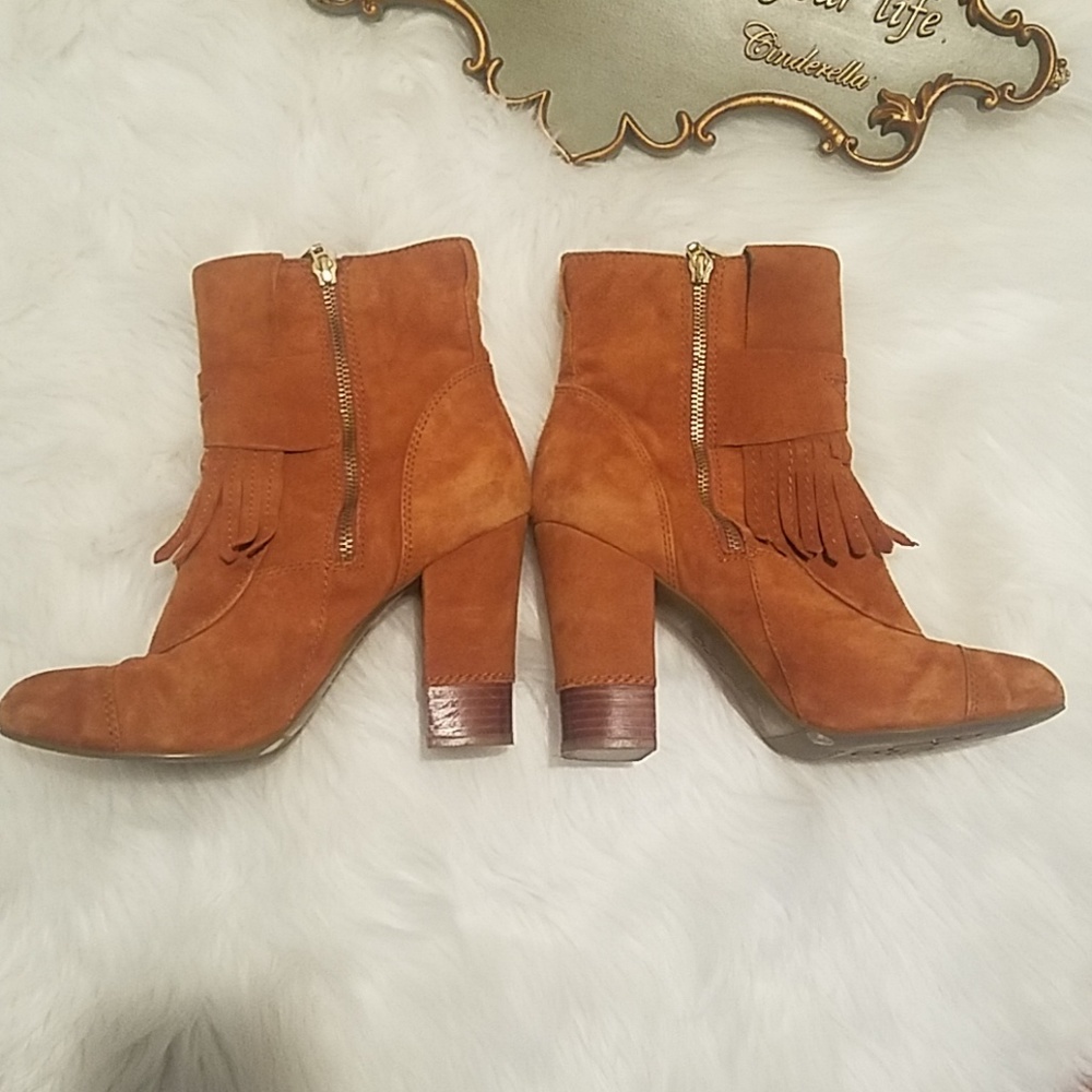 BCBG Brown Suede Fringe Boots - Picture 4 of 8